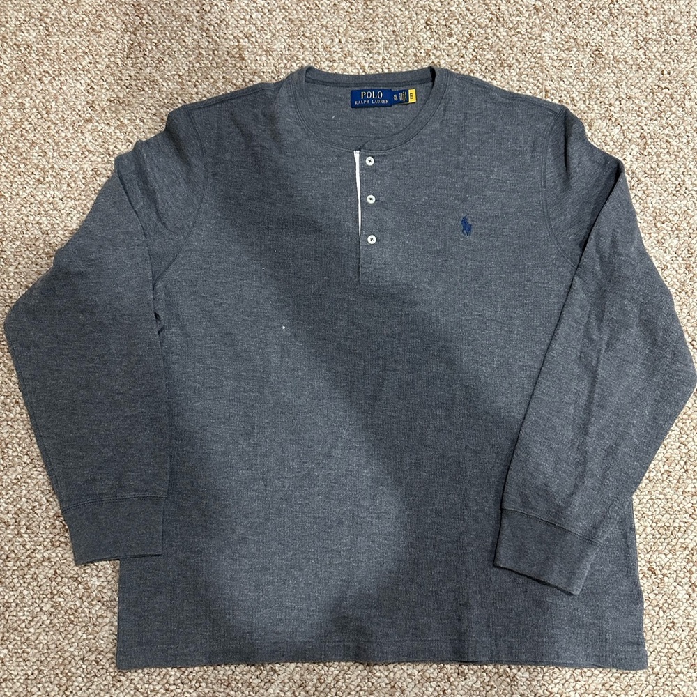 Polo Ralph Lauren Gray Long Sleeve Henley Shirt